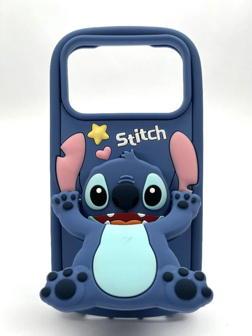 Lilo&Stitch Phone Case-iPhone 17 Pro -Telescopic Stand&Mirror -3D Silicone Cover